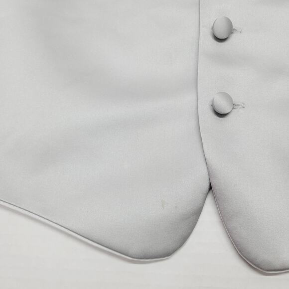 Satin Solid Silver Grey Mens Formal Vest Tie Medium Tuxedo Prom Brandon Michael - Picture 3 of 15